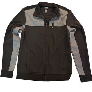 Alfani Regular Fit Full Zip Jacket Men's Small Black Gray Colorblock Track Style